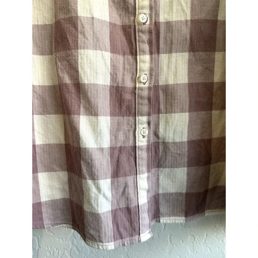 Ann Taylor Loft Women's Plaid Button Up Top Size L western‎ hippie cowboy